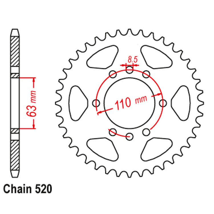 Factory custom 520 42-45T ladle aluminum sprocket for KTM 200 390 RC