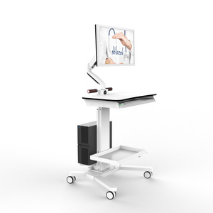 Hospital Monitor Trolley Medical Monitor Cart with Monitor Arm Laptop Cart with CPU Holder for Mobile Workstation