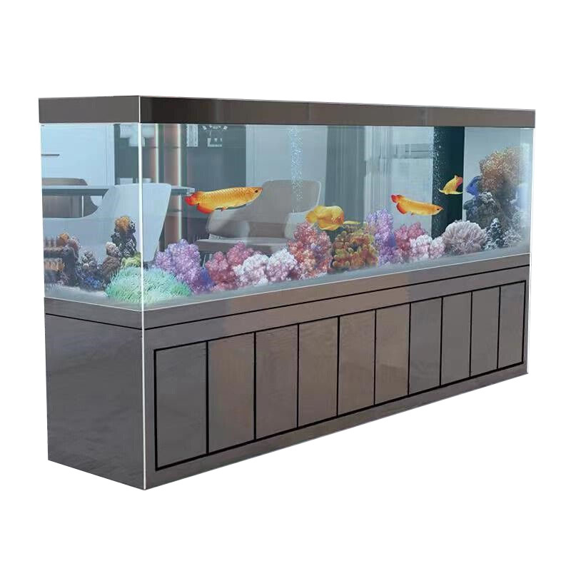 Bottom filter Large office living room screen aquarium white glass fish tank with cabinet