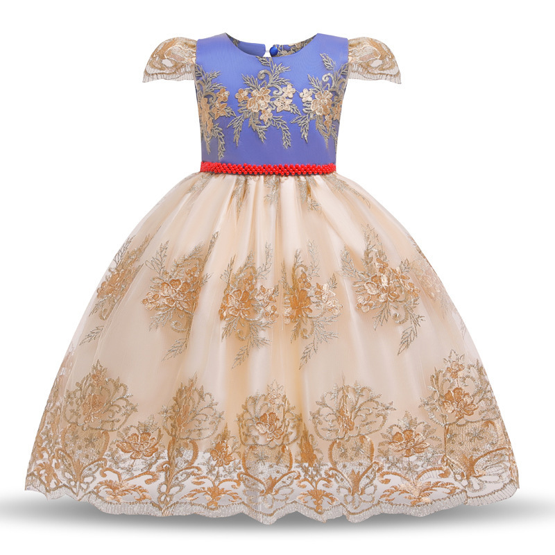 Latest Lace Children Dress Pattern Satin Frock Design Baby Girl Fashion Party Dress L5192