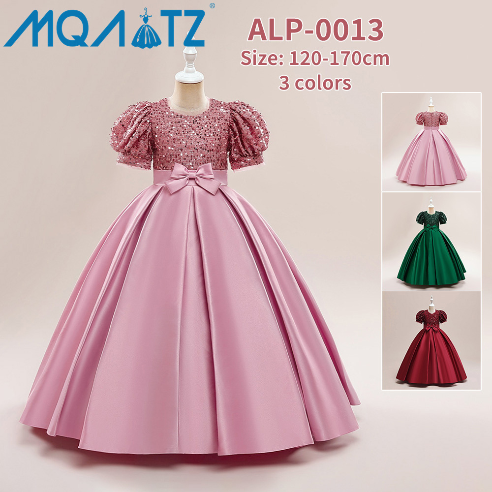 MQATZ Kids Dress Girls Wedding Tulle Lace Long Girl Dress Elegant Princess Party Pageant Formal Gown Dress For Teen Children