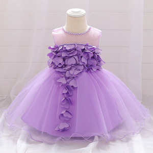 MQATZ Wholesale Kids Flower Girl Party Birthday Wedding Princess Clothes Baby First Communicate Dress