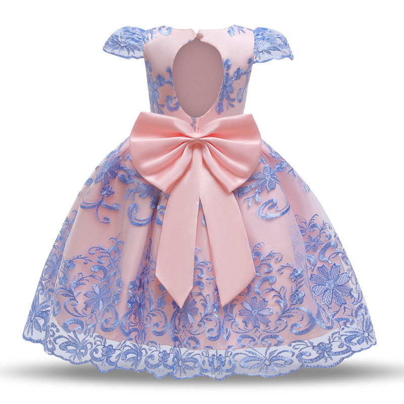 Latest Lace Children Dress Pattern Satin Frock Design Baby Girl Fashion Party Dress L5192