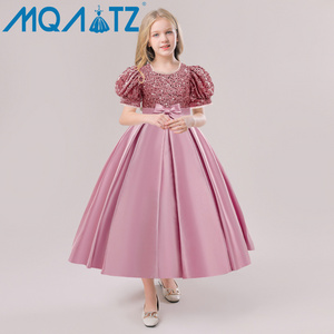 MQATZ Kids Dress Girls Wedding Tulle Lace Long Girl Dress Elegant Princess Party Pageant Formal Gown Dress For Teen Children