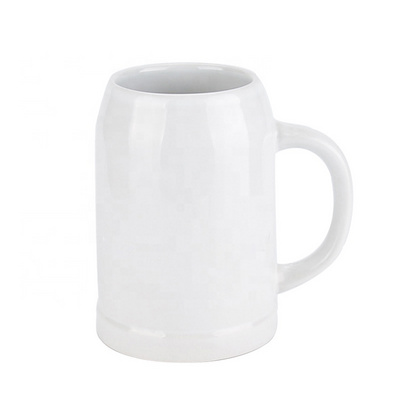 Custom 500ml-1000ml ceramic beer mug white cheap beer steins for sale