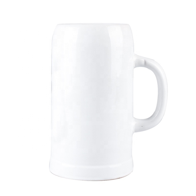 Custom 500ml-1000ml ceramic beer mug white cheap beer steins for sale