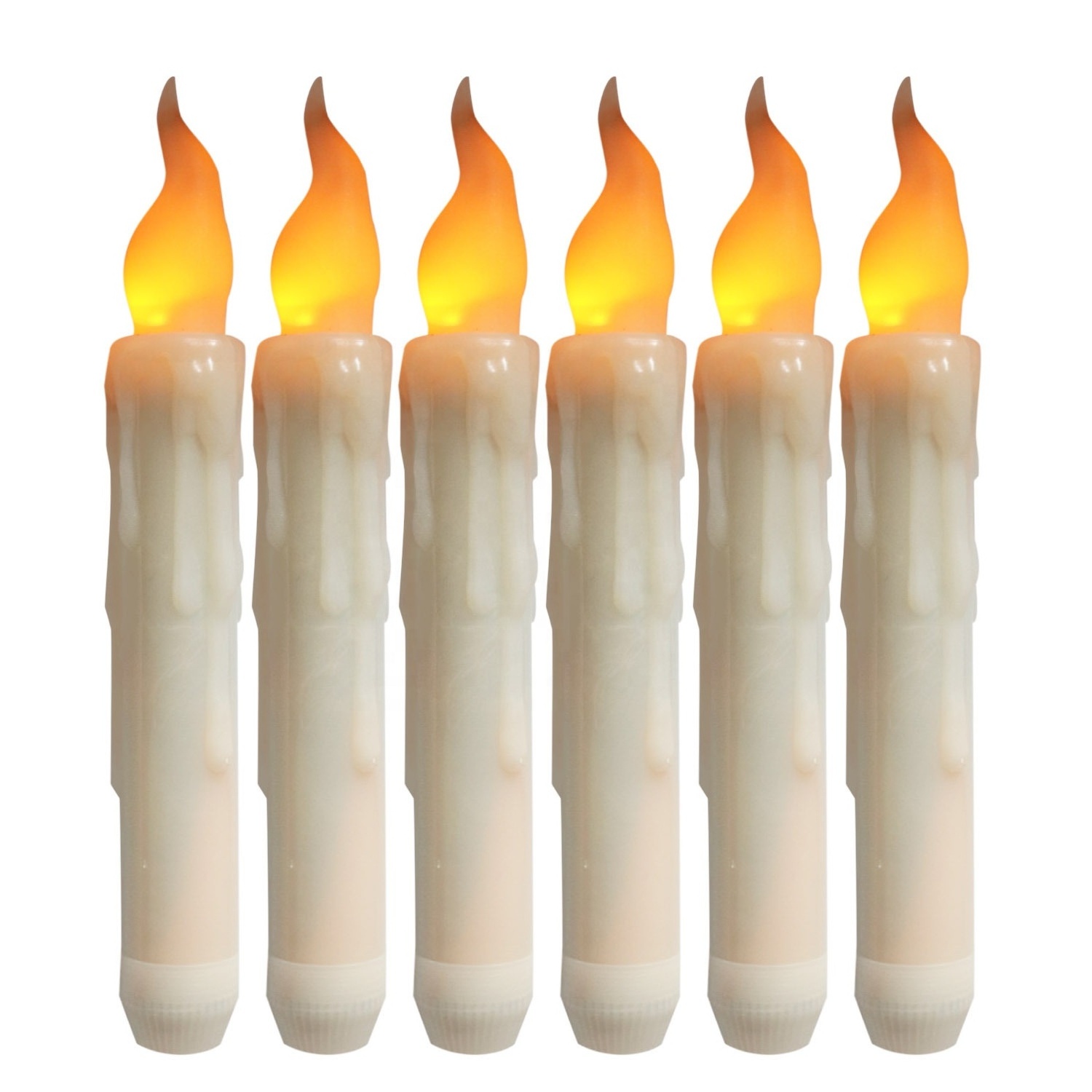 6pcs LED Taper Candles with Flickering LED and Auto Timer,Battery Operated Christmas Window Candles