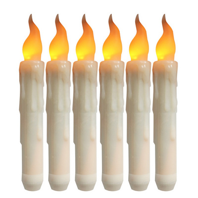 6pcs LED Taper Candles with Flickering LED and Auto Timer,Battery Operated Christmas Window Candles