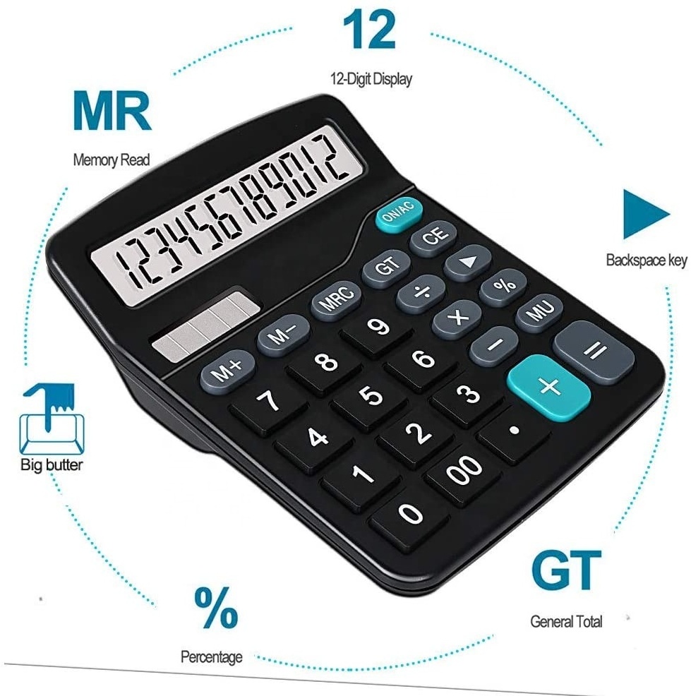 Standard Function ELECTRONIC Calculators with 12 Digit Large Lcd Display, Handheld Desk Calculator For Daily And Basic Office