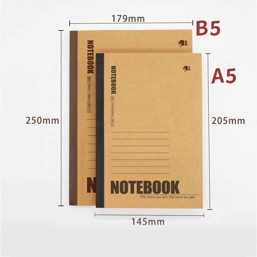 A5 Composition Notebook Journals, 120 Pages, Kraft Cover with 4 color Spines, Lined Paper For Home, Office or School Supplies