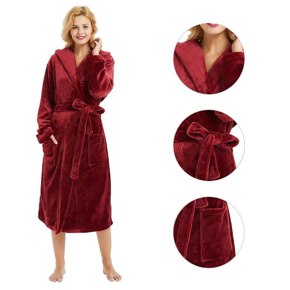 MQF1908W Fashion Plush hooded Robes for Women ,long Womens Fleece Robes Super Soft Warm Spa Bathrobe