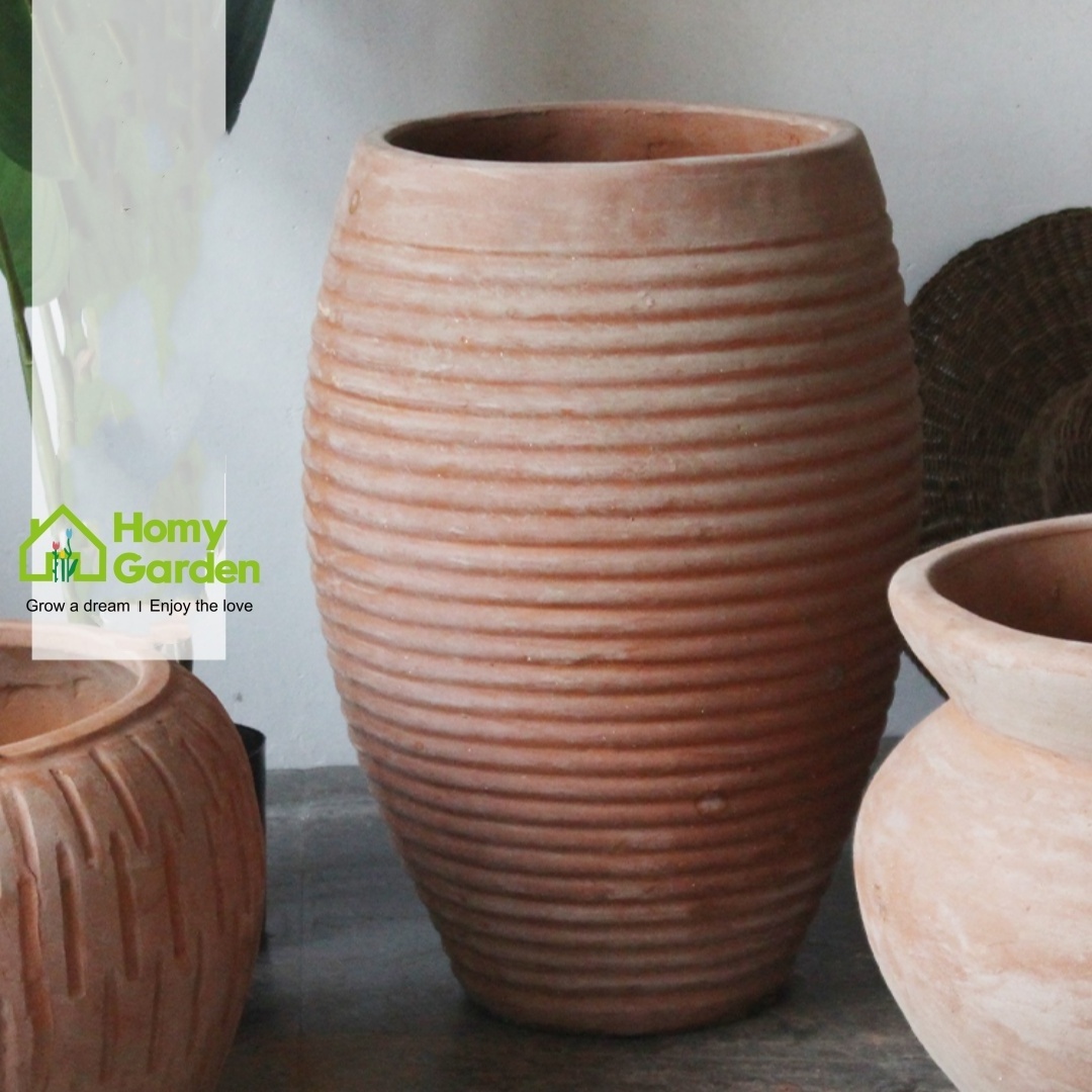 Ceramic Terracotta Flower Pots for Home Garden, Plant nursery Grow Planters for Hotel, Classic Red Flowerpot floor Vase