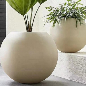 Customized Sphere Flower Pot Planters large Outdoor Fiber Clay Pots, fiberglass pots for plants, modern cement flower pot