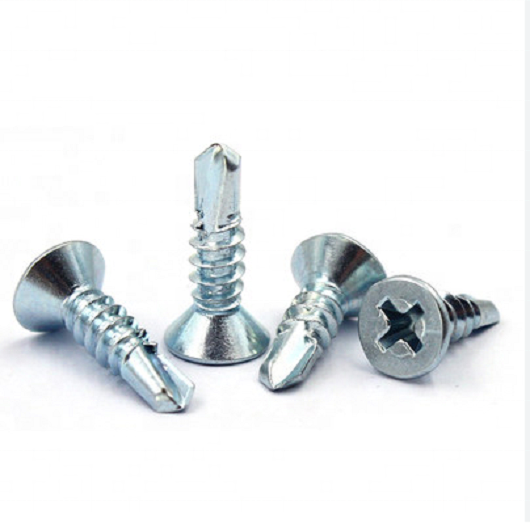 Carbon steel zinc Crosse recessed countersunk head drilling screws with tapping screws thread ISO15482