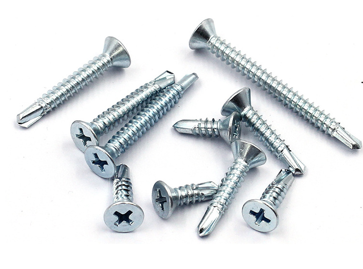 Carbon steel zinc Crosse recessed countersunk head drilling screws with tapping screws thread ISO15482