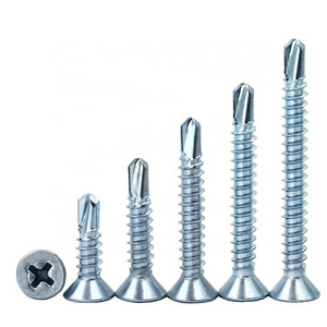 Carbon steel zinc Crosse recessed countersunk head drilling screws with tapping screws thread ISO15482