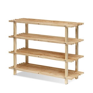 Shoe Rack Bench, 4 -Tier Bamboo Wooden Shoe Organizer Storage Shelf, Home Shelf Storage Cabinet for Shoes