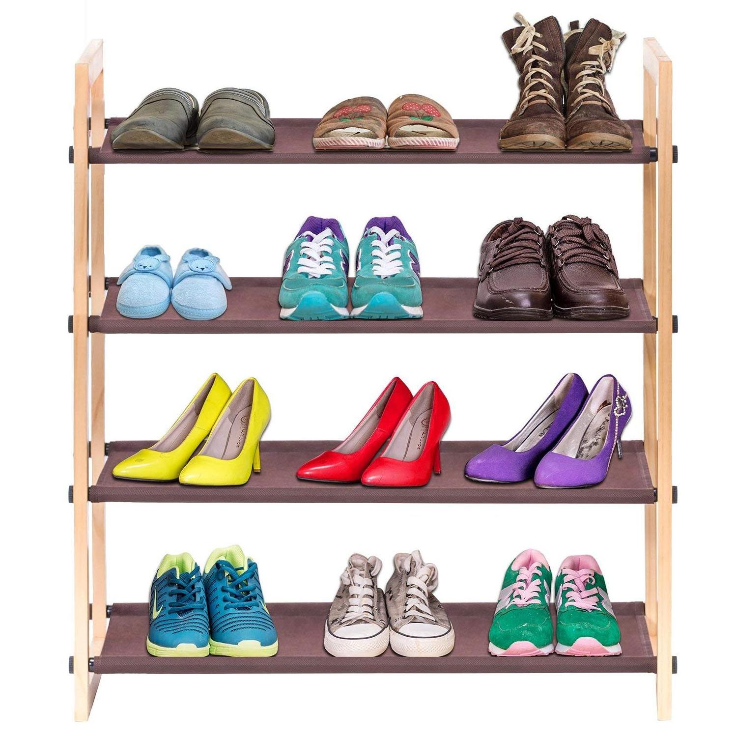 4-tiers  Shoe Organizer Rack, Simple Shoe Shelf with NON-WOVEN Design for Home