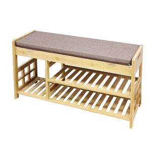 Shoes Bench Organizing Upholstered Entryway Wooden Shoe Rack