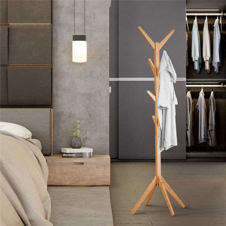 Bamboo Wooden Coat Rack, Multifunctional Bamboo Cloth Rack