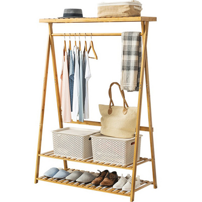 Bamboo Wooden Heavy Duty 2-Tier Storage Bedroom Shoe And Coat Rack