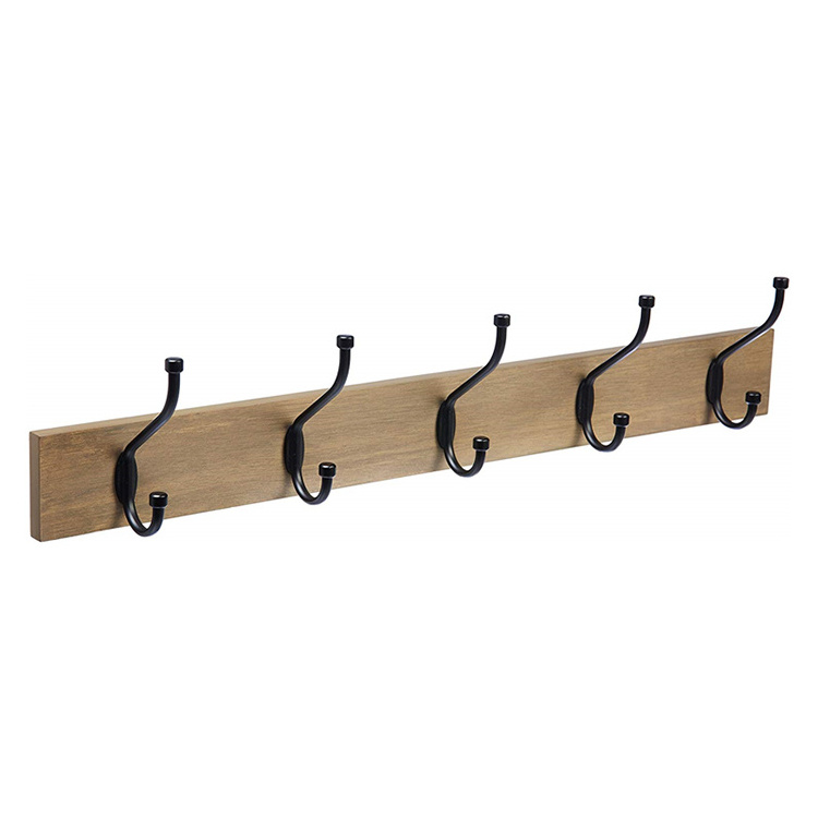 Wood Coat Rack, Hanging Cloths 5 Standard Hook, Wooden Wall-Mounted Coat Rack