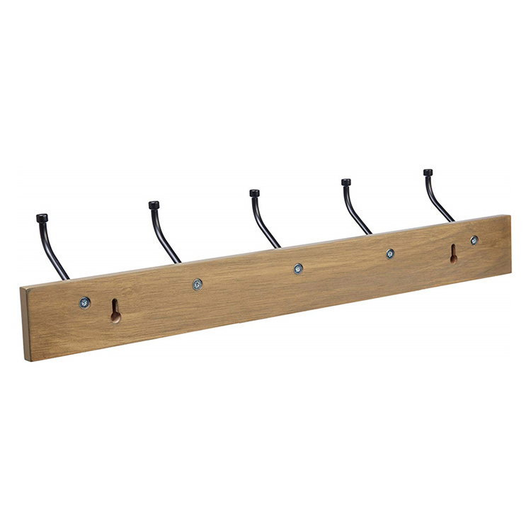 Wood Coat Rack, Hanging Cloths 5 Standard Hook, Wooden Wall-Mounted Coat Rack