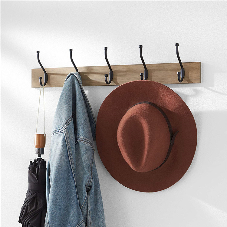 Wood Coat Rack, Hanging Cloths 5 Standard Hook, Wooden Wall-Mounted Coat Rack