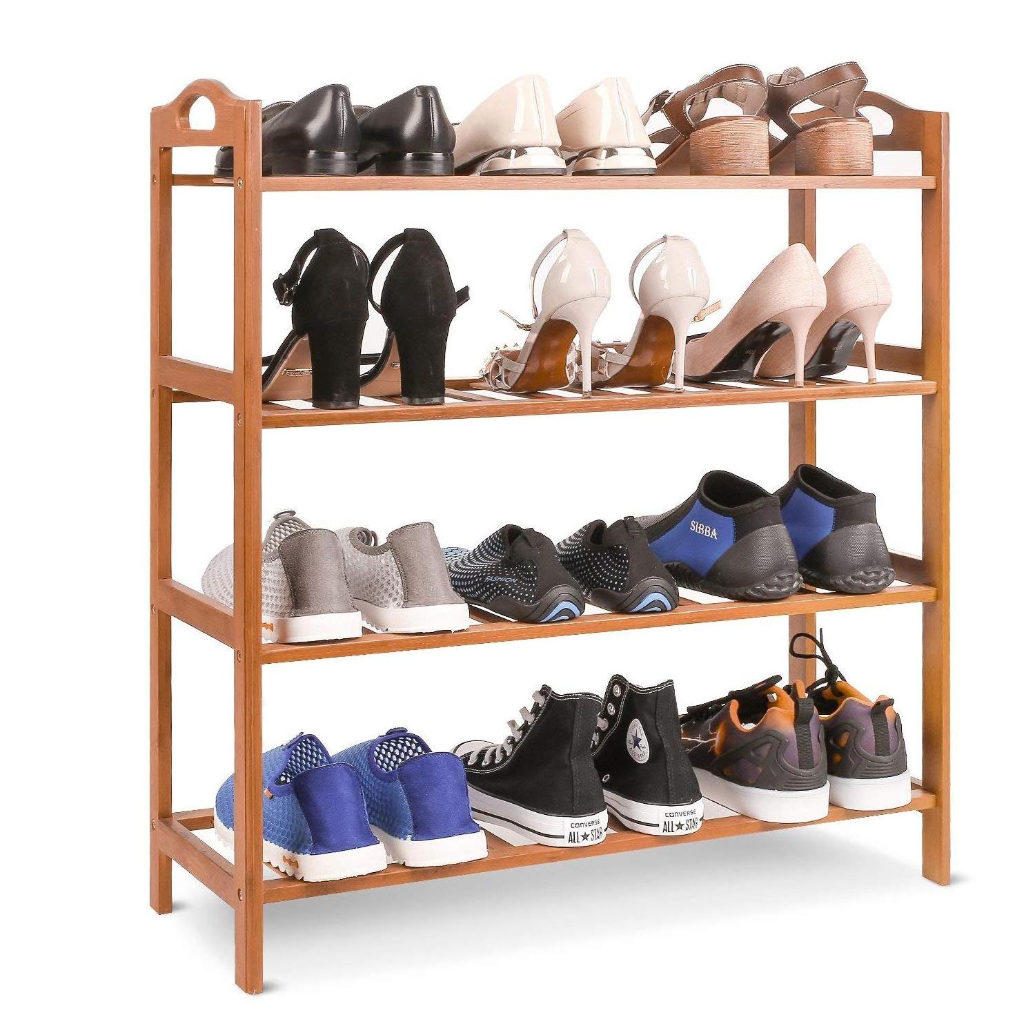 Top Sale Bamboo Wood Display Shoe Rack Designs For Wholesale