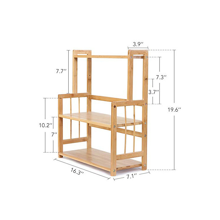 Bamboo Spice Rack Storage Shelves-3 tier Standing Pantry Shelf for kitchen counter storage,Bathroom Countertop Storage Organizer