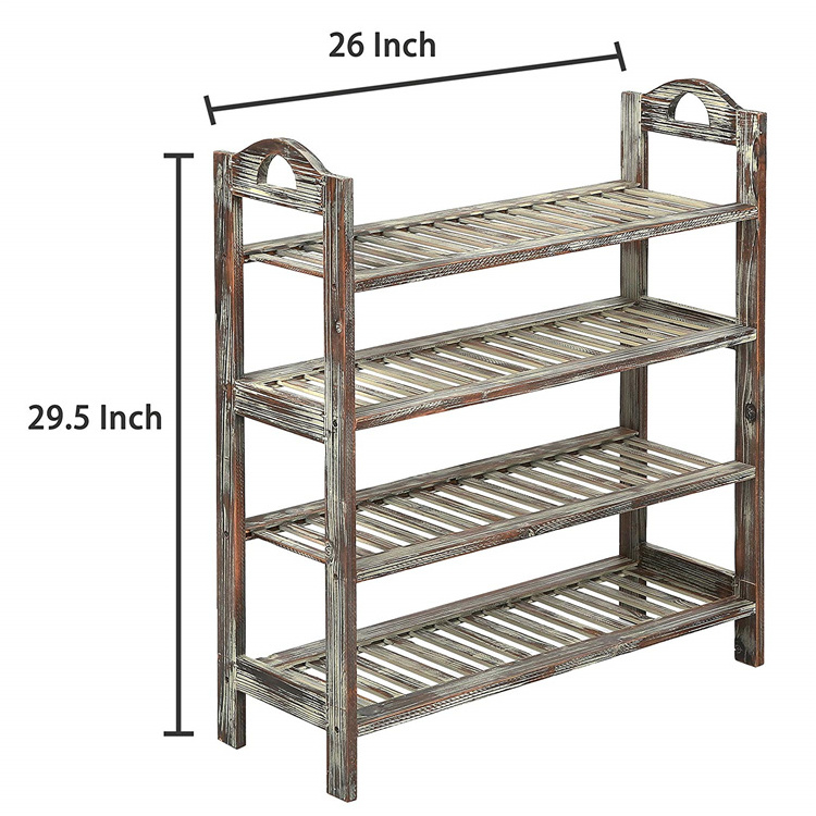 4-Tier Bamboo Shoe Rack for  Storage Organizer,  Entryway Shoe Shelf