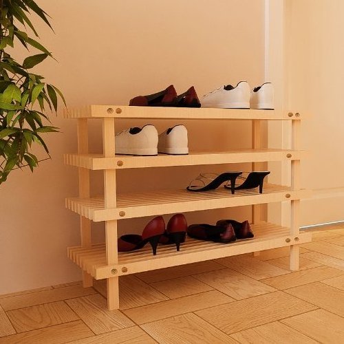 Shoe Rack Bench, 4 -Tier Bamboo Wooden Shoe Organizer Storage Shelf, Home Shelf Storage Cabinet for Shoes