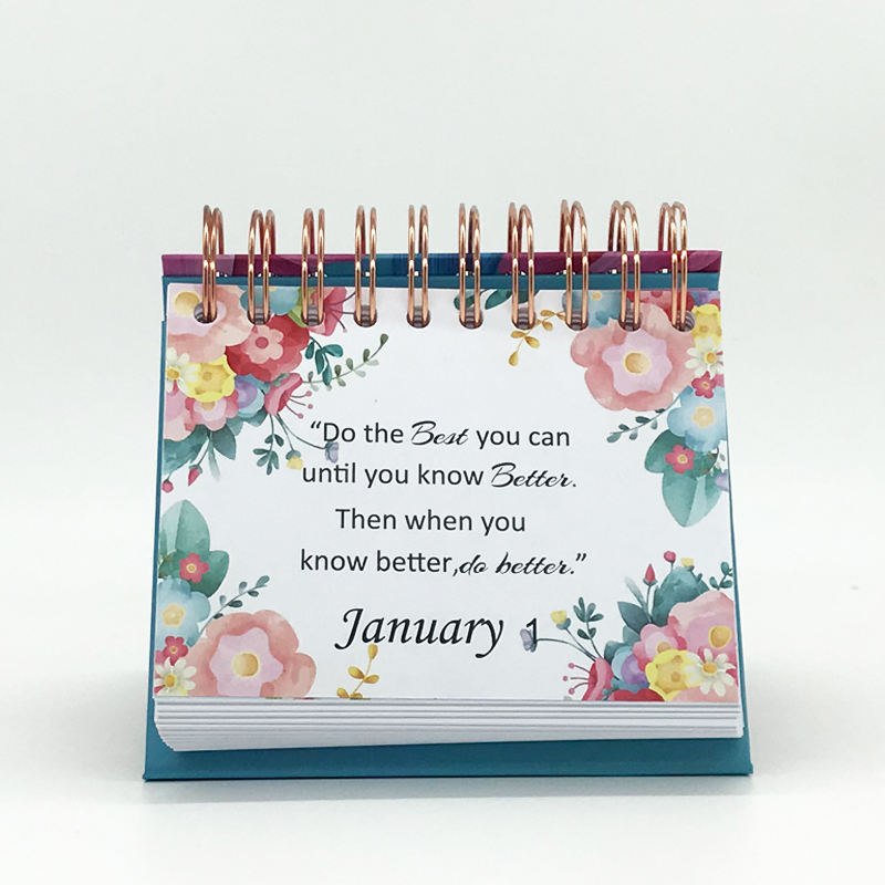 Custom 365 Day Metal Spiral Binding Daily Inspirational Quotes Desk Tent Calendars Perpetual Calendar For Office