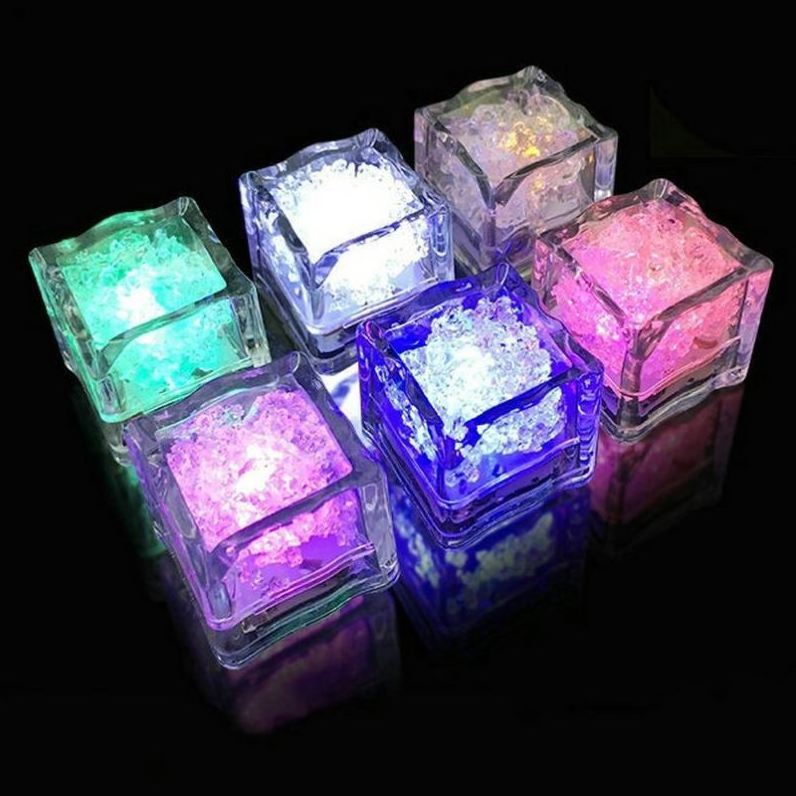 12 Pack Waterproof Glow in The Dark LED Light Up Ice Cube for Bar Club Drinking Party Wine Wedding Decoration