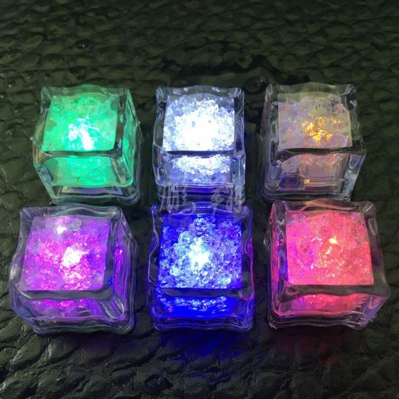 12 Pack Waterproof Glow in The Dark LED Light Up Ice Cube for Bar Club Drinking Party Wine Wedding Decoration