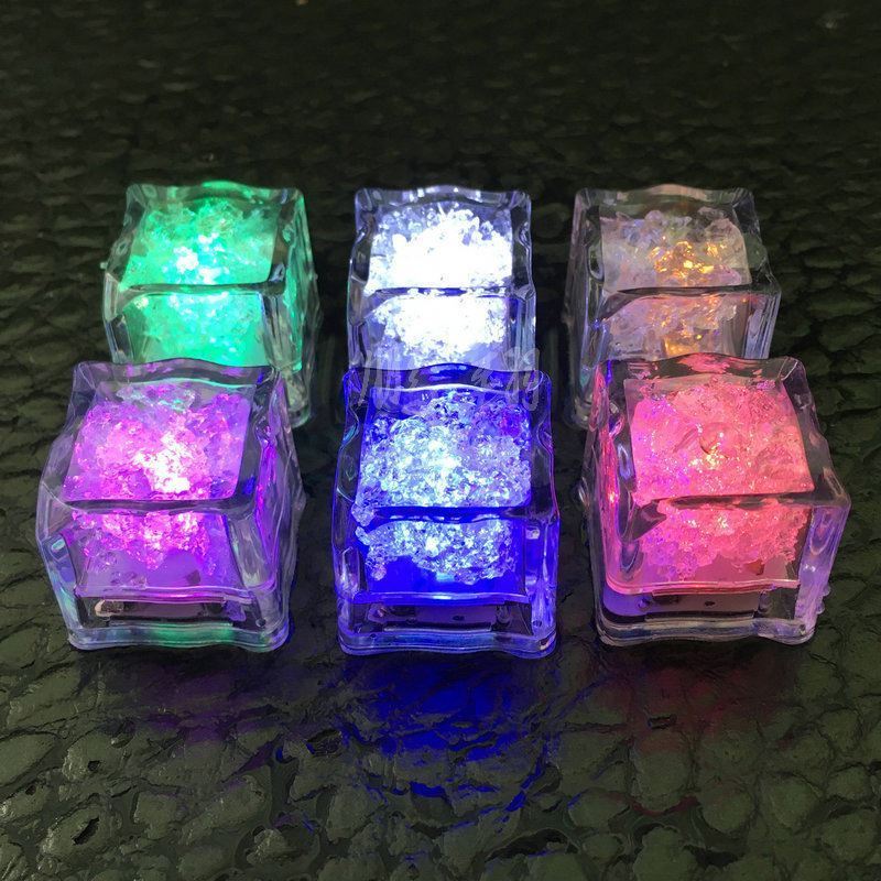 12 Pack Waterproof Glow in The Dark LED Light Up Ice Cube for Bar Club Drinking Party Wine Wedding Decoration