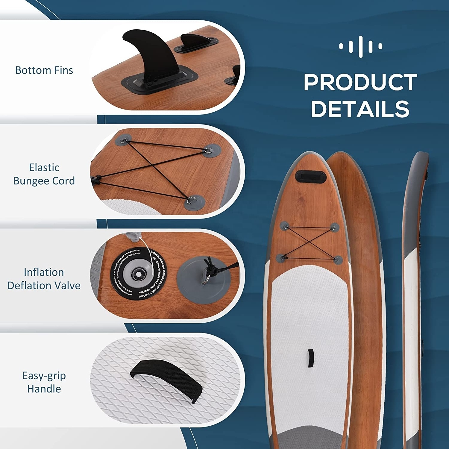 Water Play wooden sup softboard standup paddle board paddleboard soft top surfboard with fins wood stand up paddle board