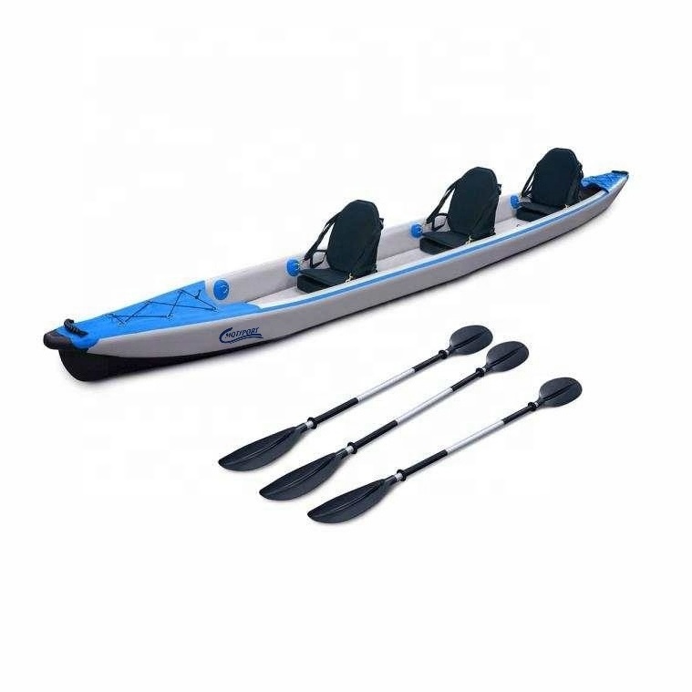 Latest design inflatable canoe 3 person kajak,drop stitch inflatable kayak for 3 persons