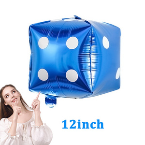 12inch 24inch Playing Card Foil Square Hearts Clubs Spades Dice Balloon Birthday Party Theme Decorated Balloon