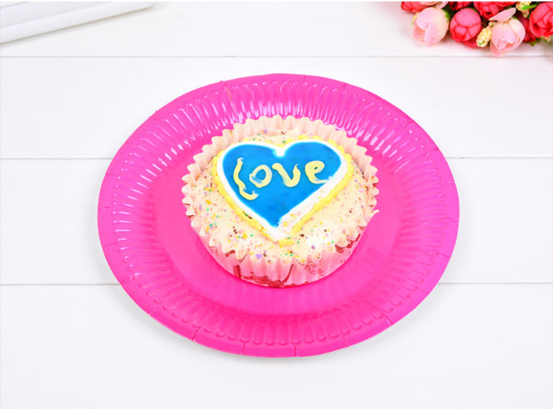 7in Round DIY Disposable Colorful Plate Paper Dish for Dinner Plates Birthday Party Supplies wholesale