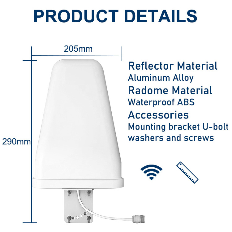 Wireless Flat Antenna 50km Directional Satellite Antena 16dbi 2x2 Mimo Panel Antenna 4g Lte 2.4ghz & 5ghz Antenna 50 Ohm 1.5 : 1