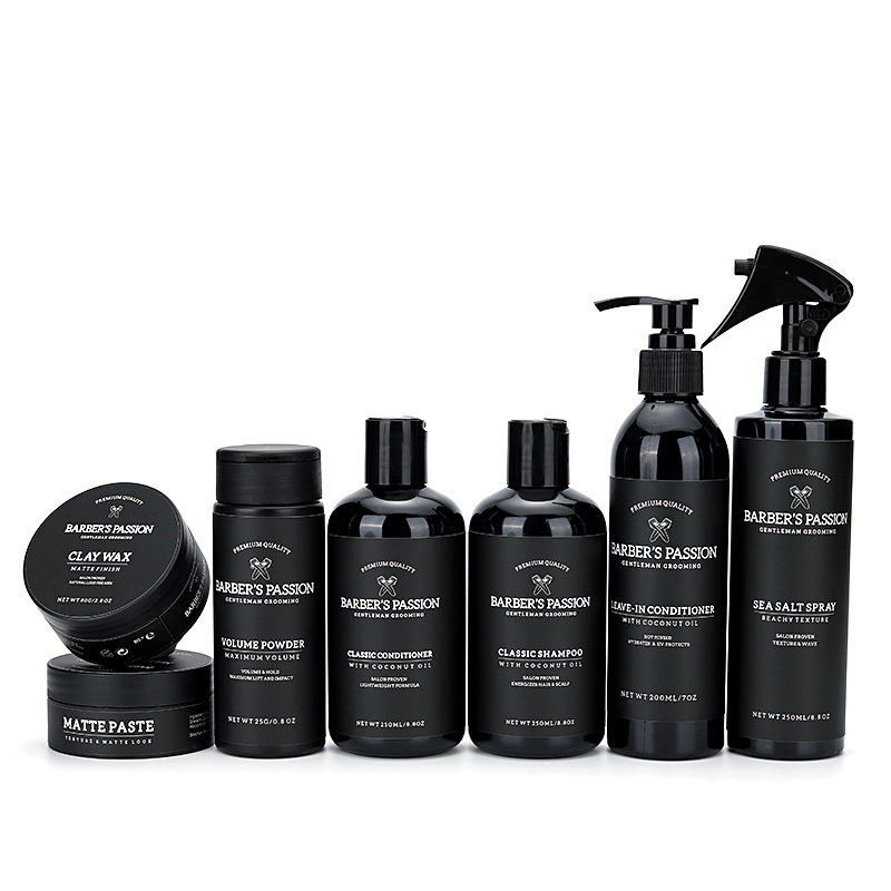 BARBERPASSION Private Label BarberShop Salon Spray Hair Shampoo Powder Styling Set Men's Hair Care Products