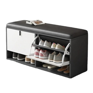 Living Room Entryway Furniture Modern Simple Wooden Small Shoe Storage Bench Thin Rotating Shoe Rack Cabinet with Seats