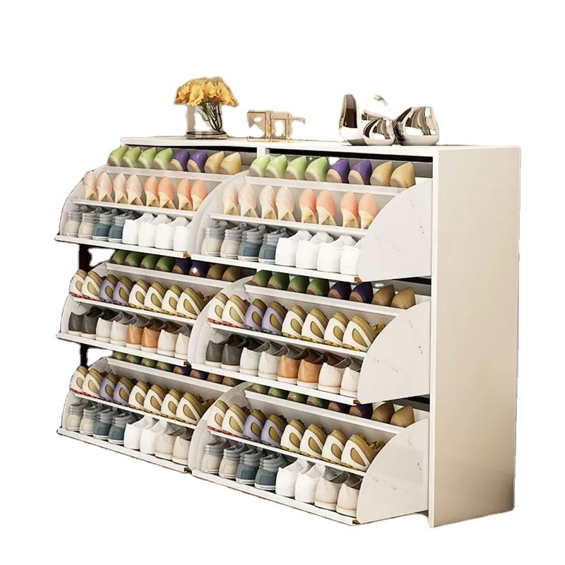 High Quality Modern Multi-Layer Storage Shoe Rack Slim Flip Out Shoe Cabinet Living Room Furniture pull-out shoe rack