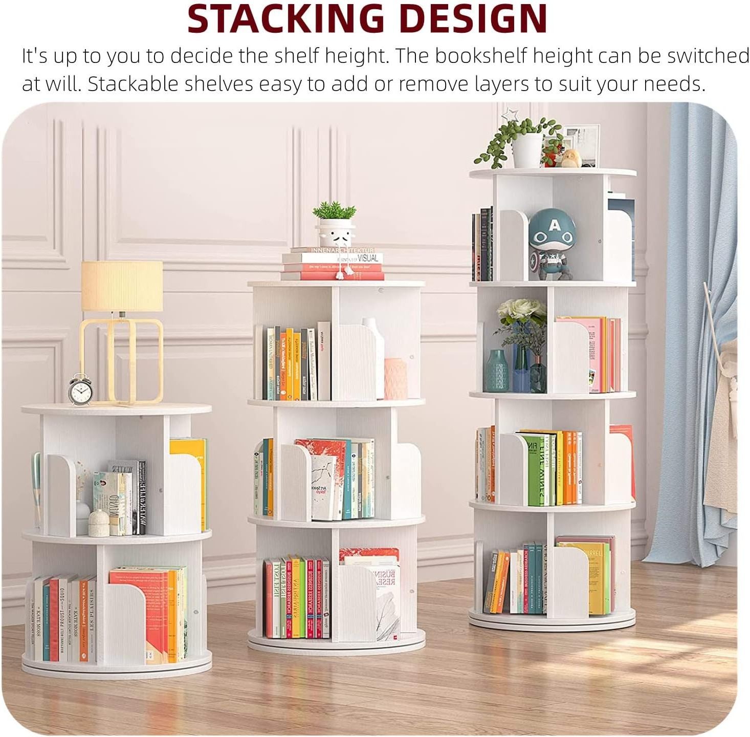 5-story rotating bookshelf modern 360 rotating storage display rack floor standing bookshelf suitable for bedrooms living room