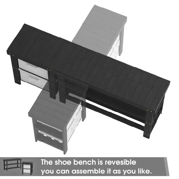 New Product Shoe Bench With Drawer L Shape Removable 3 Tier Storage Rack For Seat Shoe Cabinet In Entrance Hallway