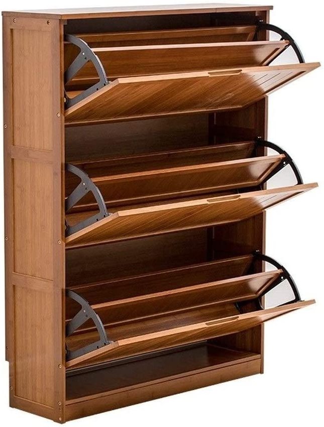 Simple multi-functional multi-layer dumping wooden shoe rack and modern corner shoe cabinet