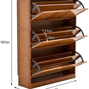 Simple multi-functional multi-layer dumping wooden shoe rack and modern corner shoe cabinet