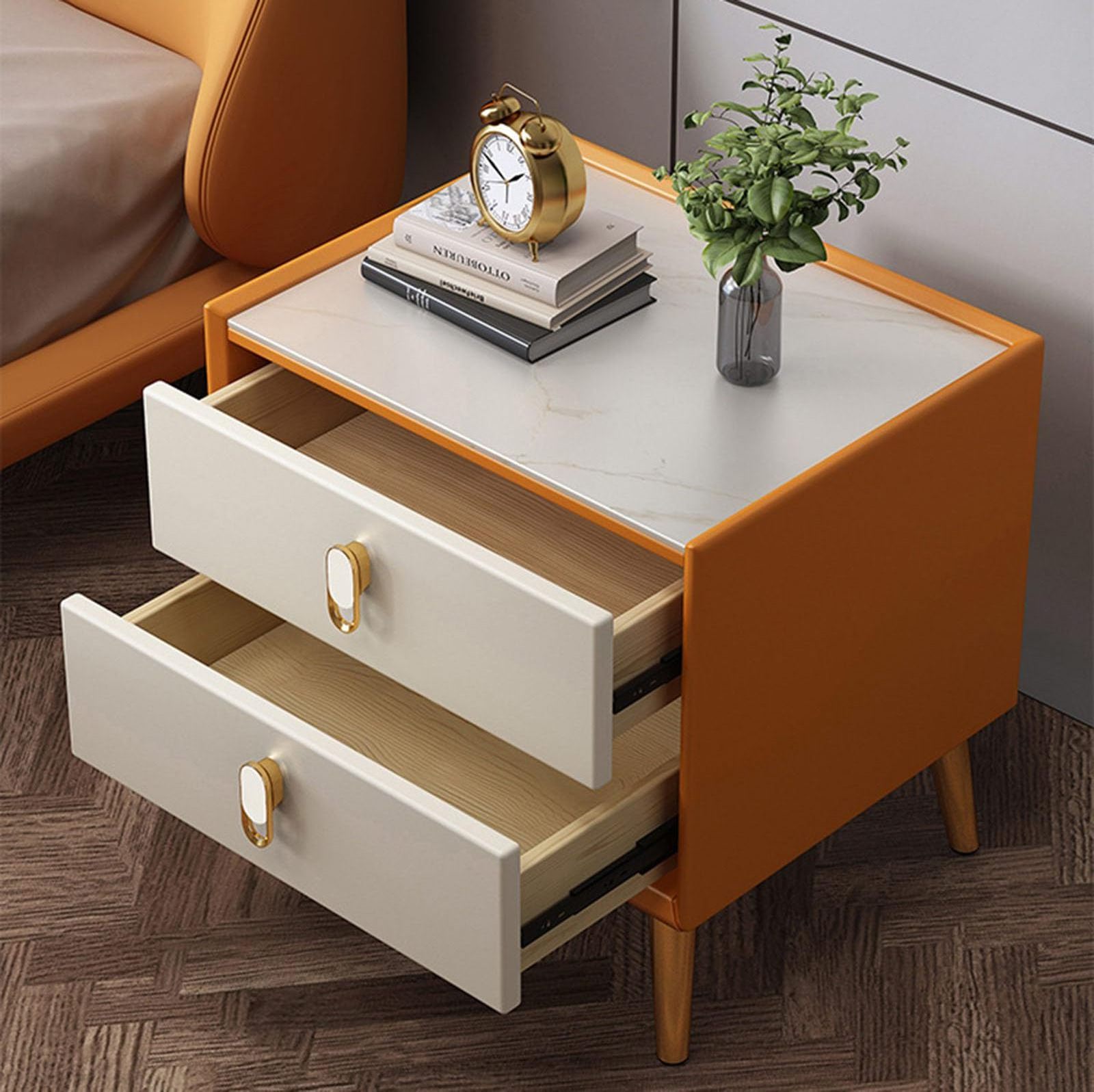 Rock Board Bedside Cabinet Solid Wood Minimalist Modern Bedroom Narrow Bedside Cabinet