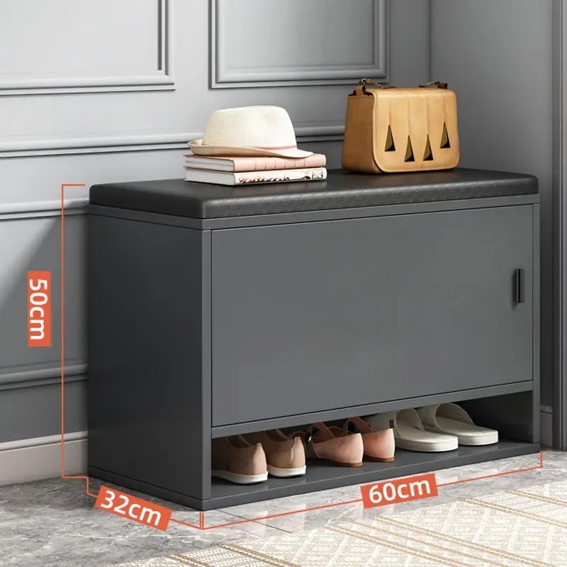 Living Room Entryway Furniture Modern Simple Wooden Small Shoe Storage Bench Thin Rotating Shoe Rack Cabinet with Seats